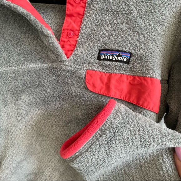 Women's Re-Tool Snap-T Pullover Top jacket fleece retired colour grey coral L - Picture 7 of 9